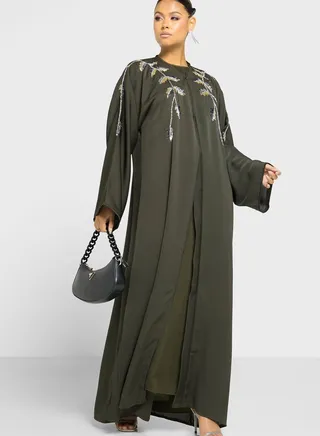 V-Neck Embellished Abaya