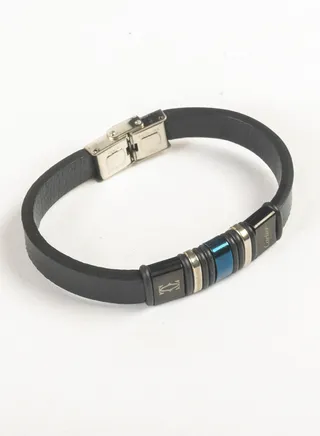 Stainless Steel & Leather Blue Bracelet For Him 