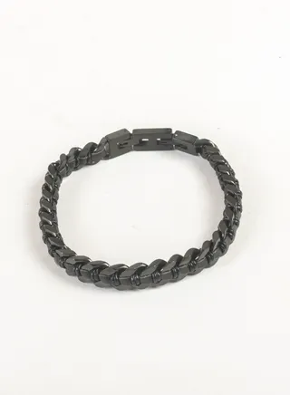 Black Stainless Steel Leather Bracelet For Him 