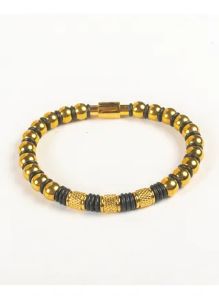 Golden Stainless Steel Beads Bracelet For Him 