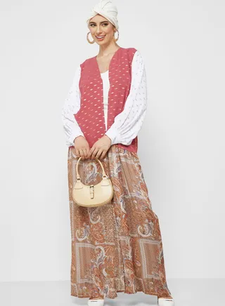Puff Sleeve Abaya With Sheila 