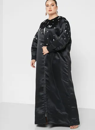 Embellished Puff Sleeve Abaya 