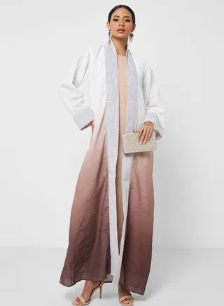 Color Block Open Abaya 