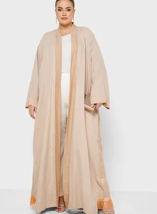 Embroidered Contrast Detail Abaya 