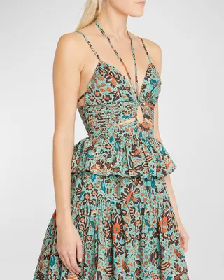 Essie Strappy Halter Peplum Top