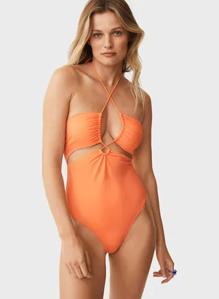 Halter Neck Cut Out Detail Swimsuit 