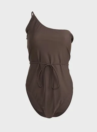 One Shoulder Tie Waist Swimsuit 