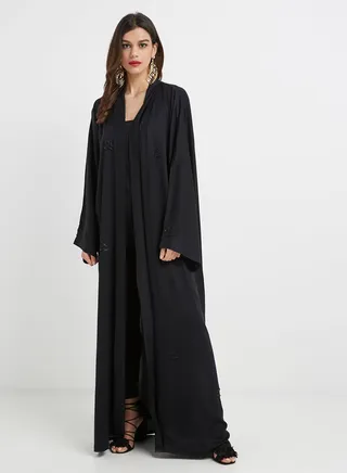 Embroidered Detailed Abaya Black 