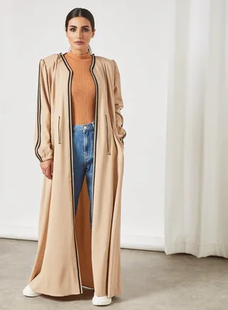 Fashionable Turkish Abaya Beige/Black 