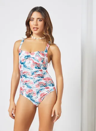 All-Over Print Swimsuit White 