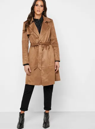 Suedette Tie Waist Coat 