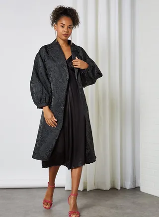 Long Sleeve Resnick Coat Black Jaquard 