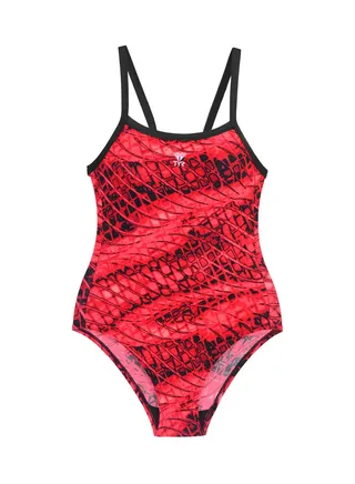 V-Cut Swimsuit For Girls (Red/Black,L) 