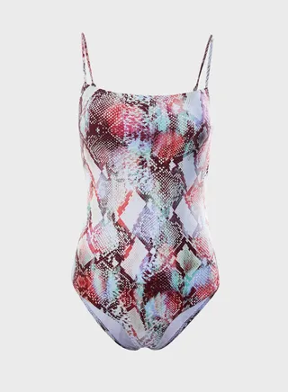 Printed Square Neck Swimsuit 