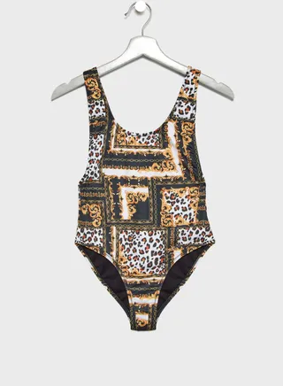 Printed Scoop Back Swimsuit 