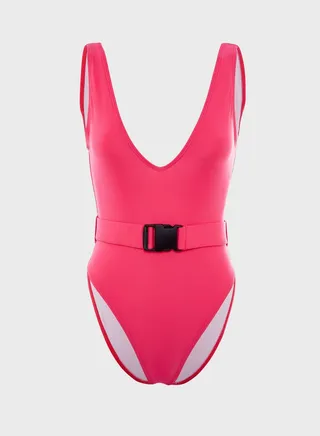 Buckle Detail Belted Swimsuit 