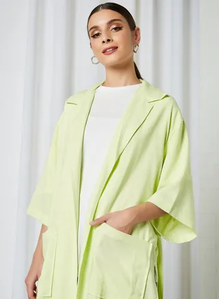 Trench Bell Sleeve Jacket Neon Green 