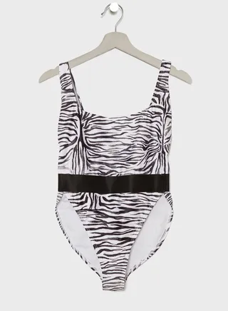 Zebra Print High Leg Swimsuit 