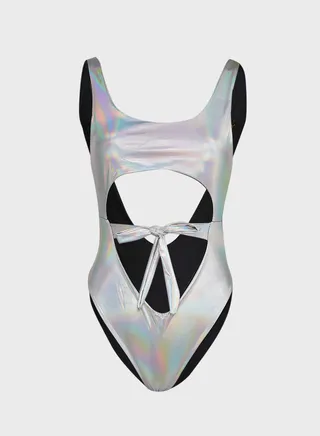 Metallic Swimsuit With Cut Out 