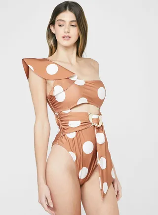 One Shoulder Ruffle Swimsuit 