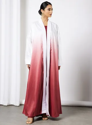 Bisht Abaya With Inner White/Rust 