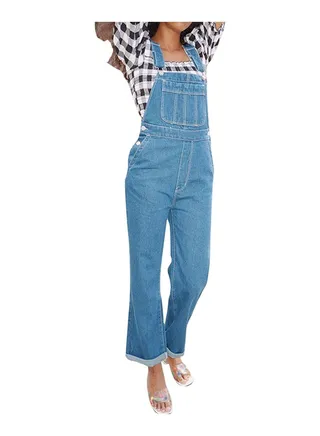 Leisure Loose Suspender Jumpsuit Blue 