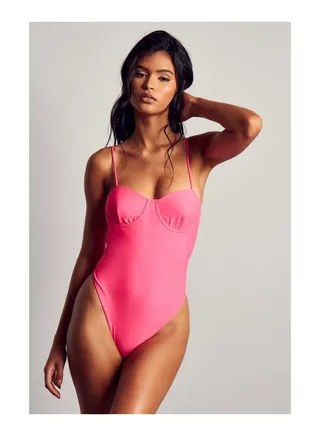 Square Neck Cupped Detail Swimsuit 