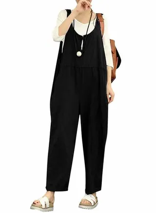 Summer Cotton Linen Rompers Jumpsuits Vintage Sleeveless Backless Overalls Strapless Playsuit 