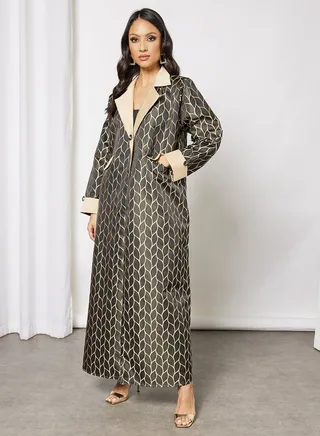 Jacquerd Printed Abaya Black 