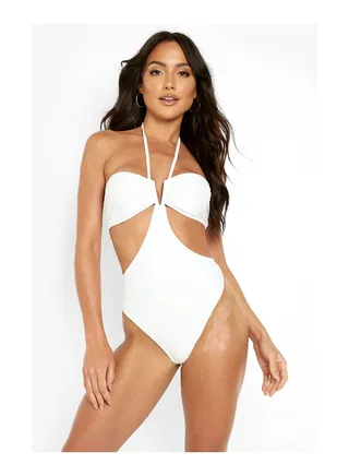 V Bar Halter Neck Swimsuit 