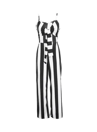 Sleeveless Long Pants Wide Leg Jumpsuit Black 
