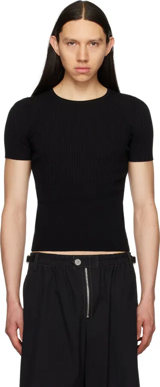 Dion Lee Black Gradient Rib T-Shirt