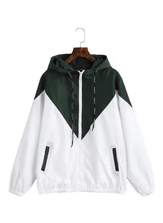 Two Tone Windbreaker Jacket Green/White 