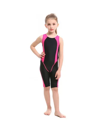 Girls Sleeveless Swimwear One Piece Black 