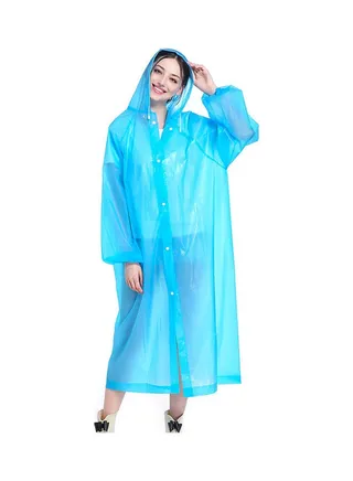 Waterproof Hooded Raincoat Blue 