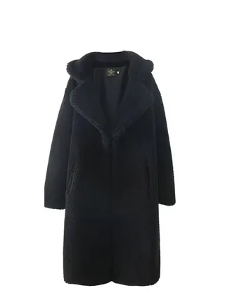Autumn Winter New Lapel Waist Contracted Long Imitation Lamb Wool Coat 