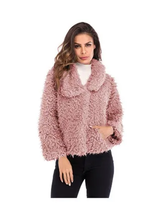 Lambs Wool Short Warm  Jacket Pink 