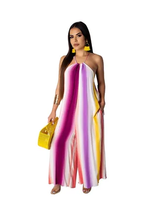 Halter Neck Wide Leg Jumpsuit Multicolour 