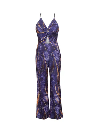 Fashion Sling V-Neck Jumpsuit Purple 