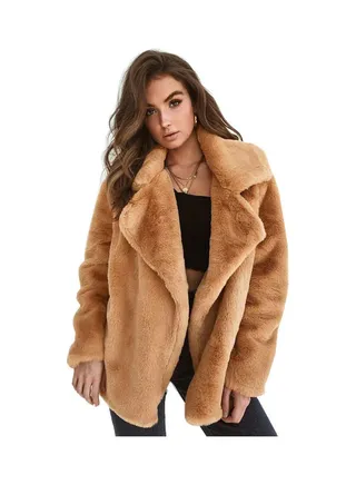 Long Sleeves Winter Coat Light Brown 