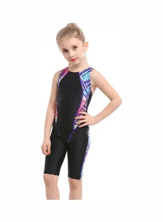 Child Sleeveless Contrast One Piece Black 