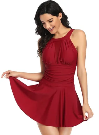 Halter Neck Swimsuit Red 