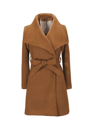 Solid Colour Collered Fashion Coat Khaki 