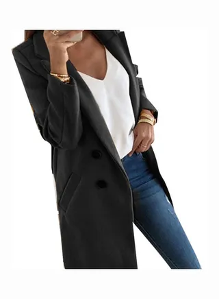 Slim Fit Pocket Button Overcoat Coat Black 