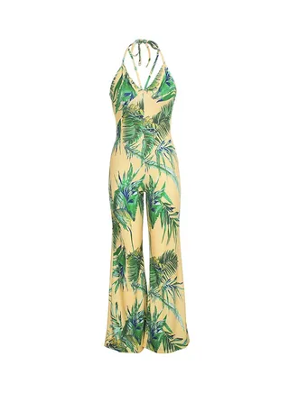 Printed Halter Neck Jumpsuit Multicolour 