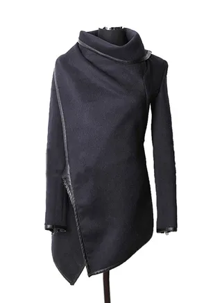 High Neck Slim Coat Black 