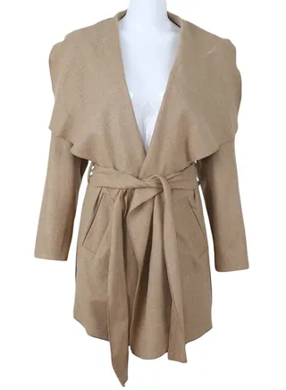 Long Sleeve Coat With Pockets Khaki 