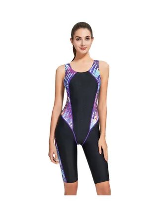 U-Back Hollow Out Contrast One-Piece Swimsuit Black 