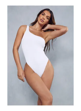 Crinkle One Shoulder Swimsuit 