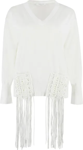 Cotton V-neck Pullover